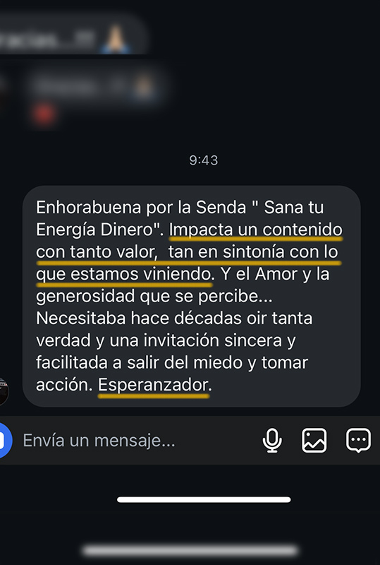 Testimonios Sana tu energía Dinero | El Sendero