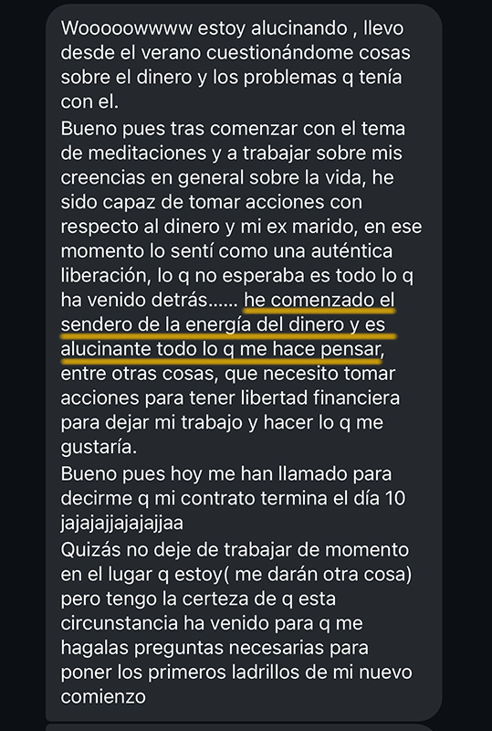 Testimonios Sana tu energía Dinero | El Sendero