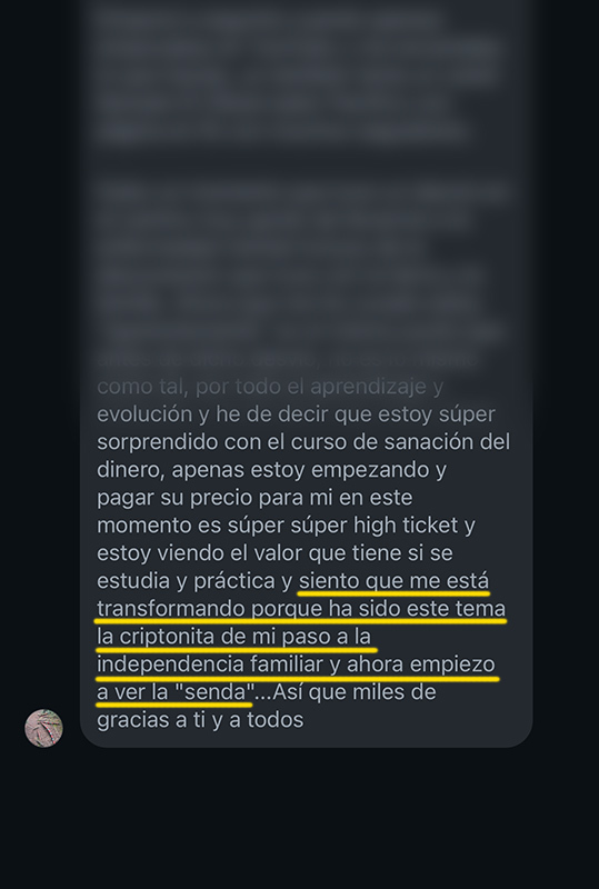 Testimonios Sana tu energía Dinero | El Sendero